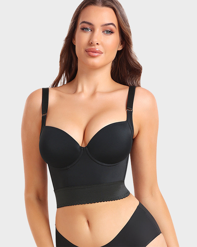Women's ContourFit longline push-up bra with shapewear, offering seamless support & flattering silhouette.