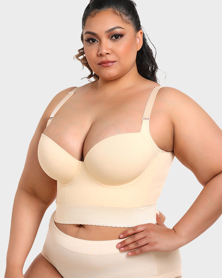 Modern women's longline push-up bra, with ContourFit shapewear and seamless design in black.