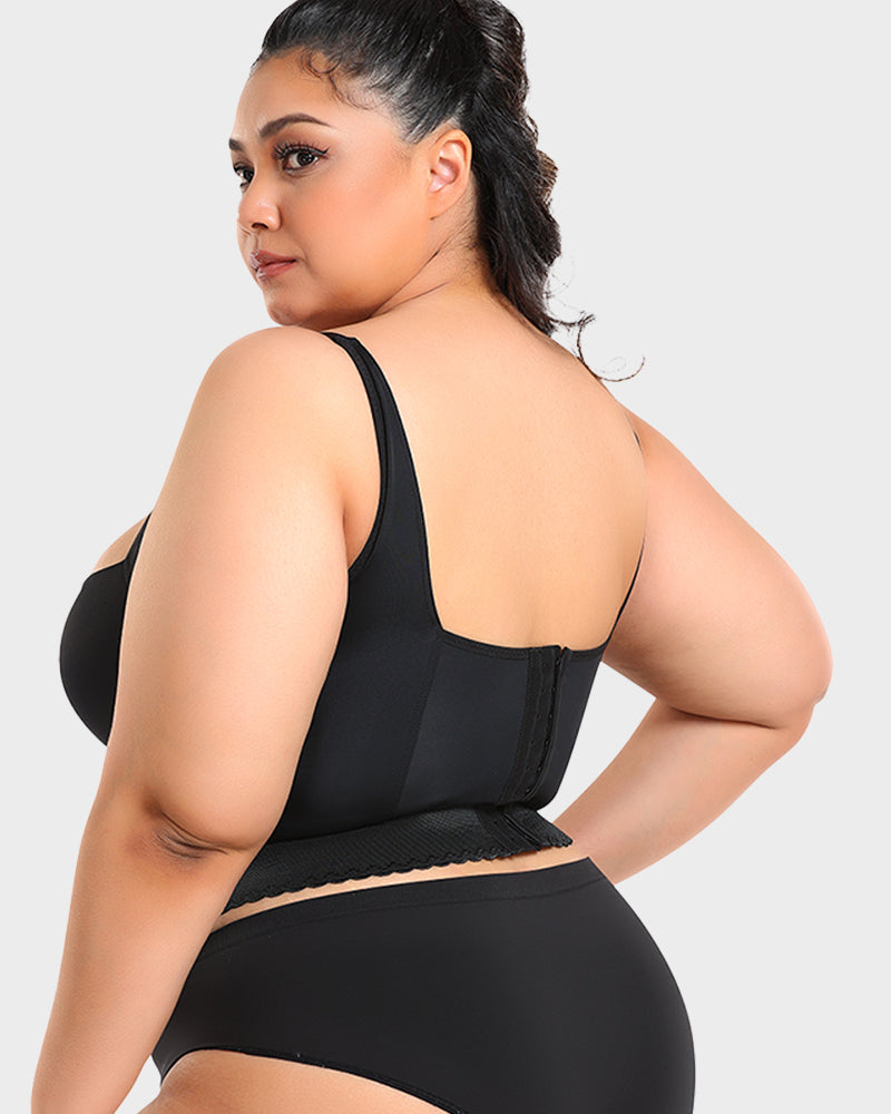 Black ContourFit longline push-up bra, women's shapewear for a smooth, supportive, and flattering fit.
