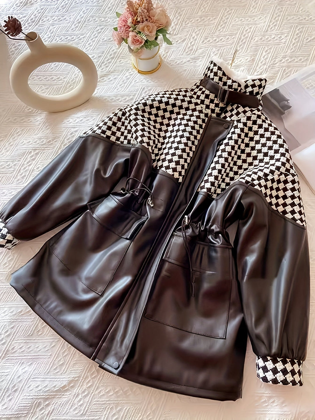 Women's cozy plush winter jacket, Maribel, with stand-up collar & full zip for warmth & style.