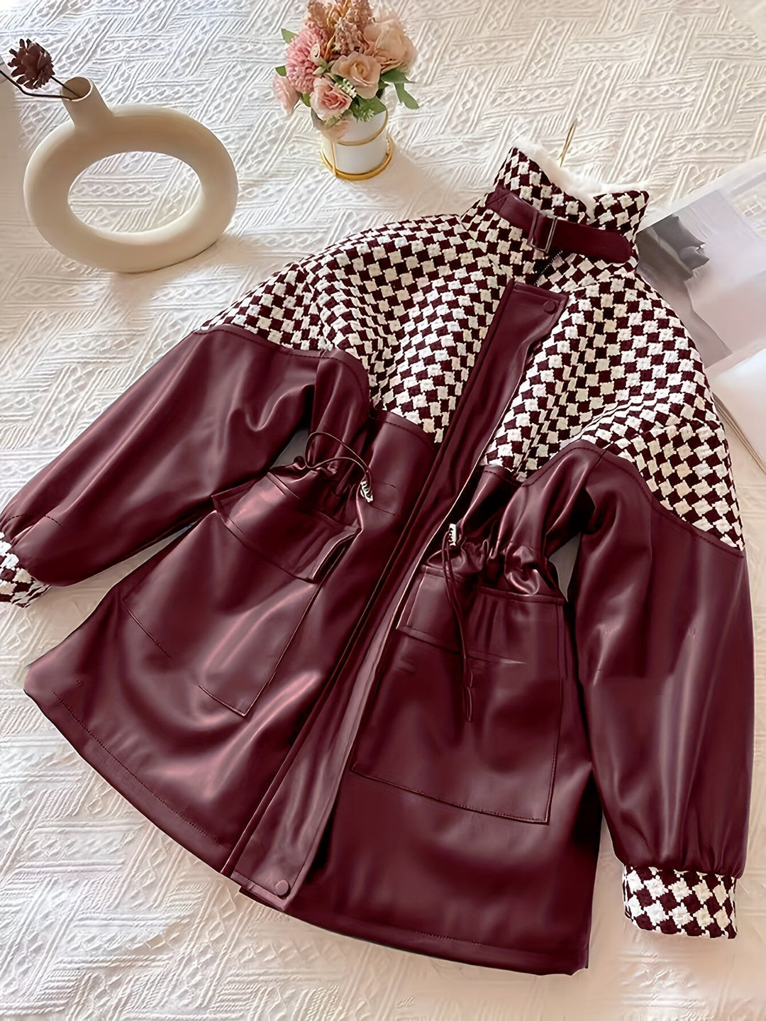 Cozy women's zip-up plush jacket, Maribel, a warm winter coat for comfort & casual style.