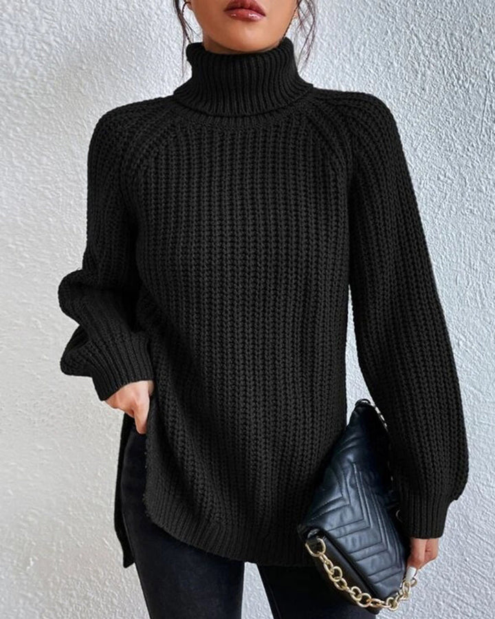 Stylish women's ribbed knit sweater, a versatile long sleeve top for cold weather or fall attire.