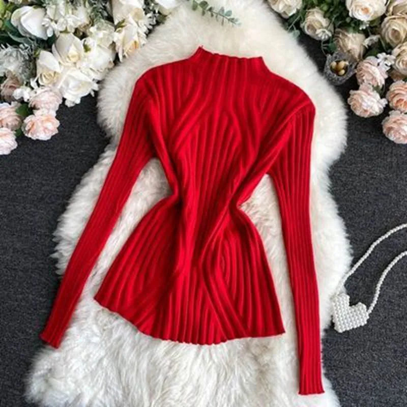Autumn/winter women's roll neck jumper. Cozy long sleeve sweater, perfect for chilly days and versatile style.