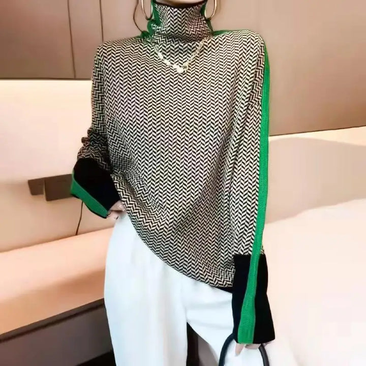 Soft knit women's roll neck sweater, ideal for autumn and winter fashion and casual wear.