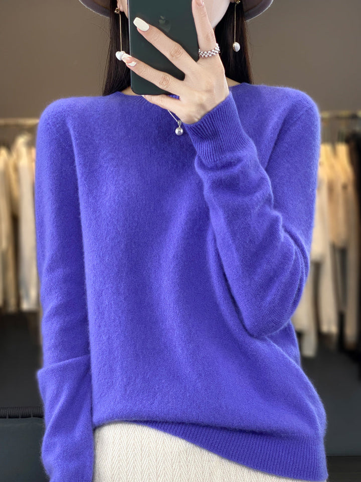 Classic women's long sleeve round neck pullover, cozy for casual winter wear.