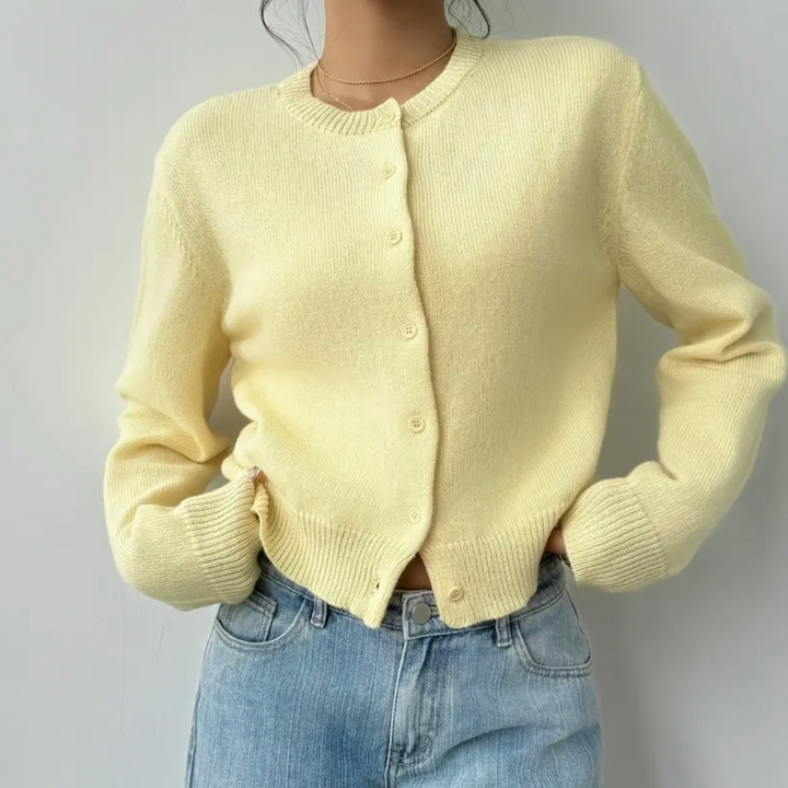 Cropped button cardigan for women in a vibrant spring/summer shade
