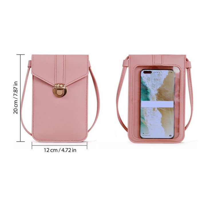 Gift idea: Women's elegant black crossbody phone bag with touchscreen capability, practical &amp; fashionable
