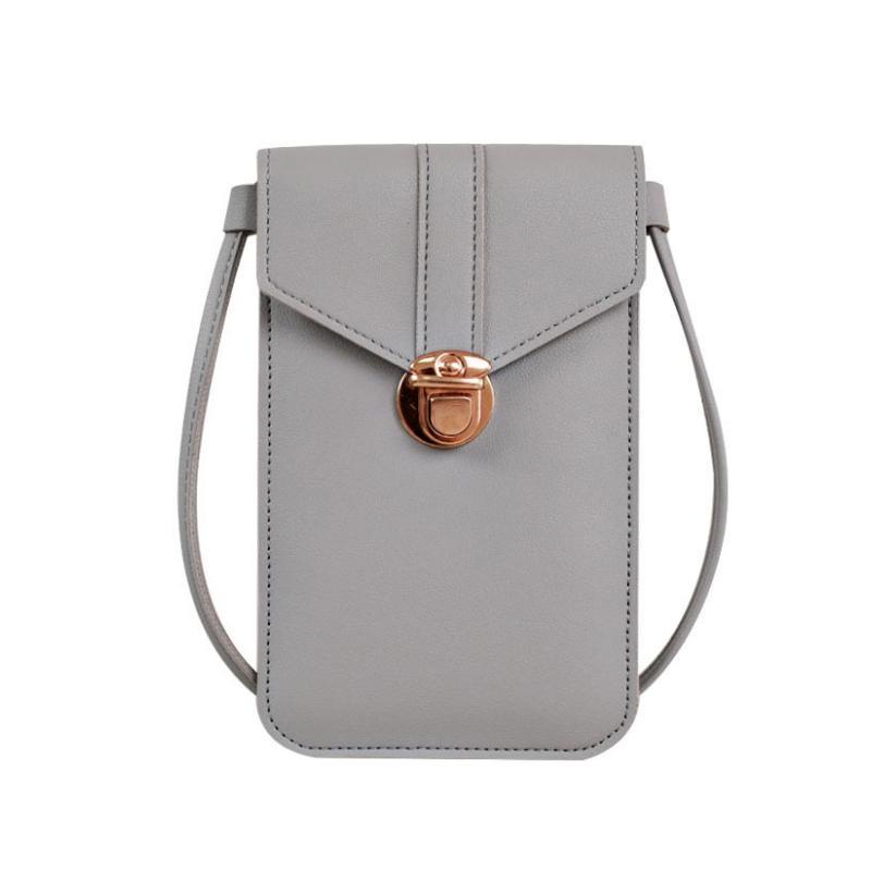 Front view of women's crossbody phone bag, sleek design, ideal for quick access to your smartphone