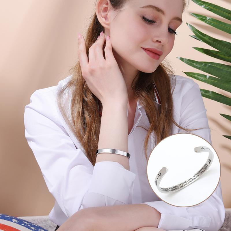 Women's Crown Engraved Inspirational Cuff Bracelet, adjustable stainless steel jewelry, perfect gift