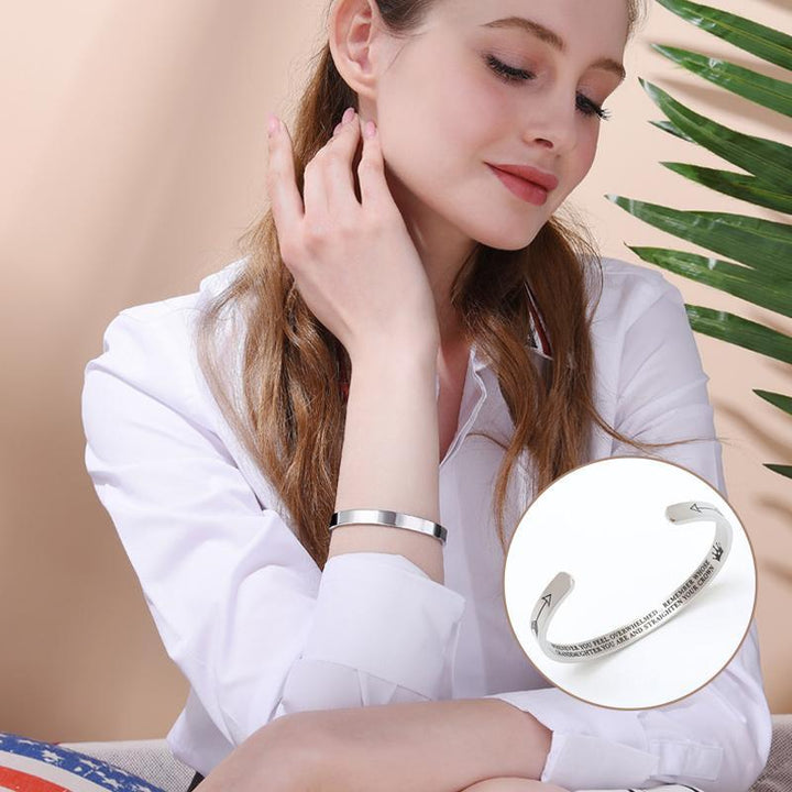 Women's Crown Engraved Inspirational Cuff Bracelet, adjustable stainless steel jewelry, perfect gift