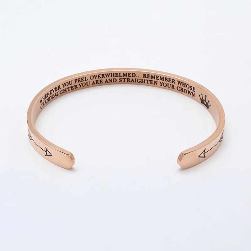 Fashionable women's crown engraved cuff bracelet, stainless steel, a meaningful and inspiring gift
