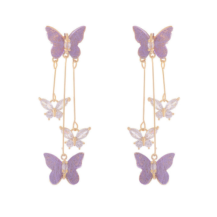 Beautiful women's crystal butterfly dangle earrings, combining nature-inspired and modern design