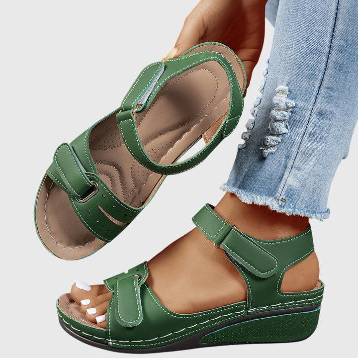 Comfortable women's slip-on sandals, orthopedic design with crystal details, perfect for foot pain relief.