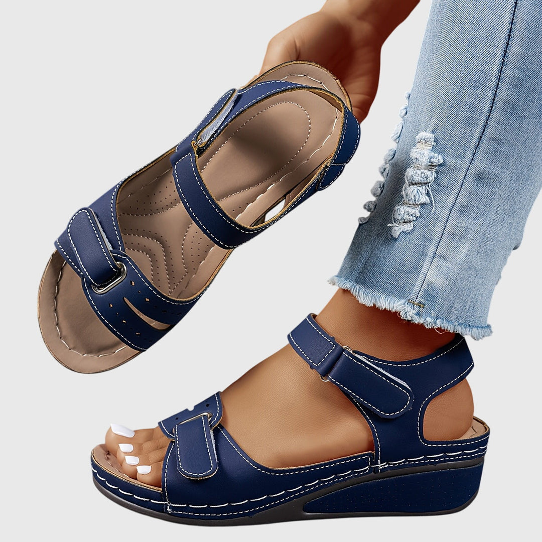 Foot pain relief with these women's orthopedic sandals; lightweight slip-ons with arch support and a stable sole.