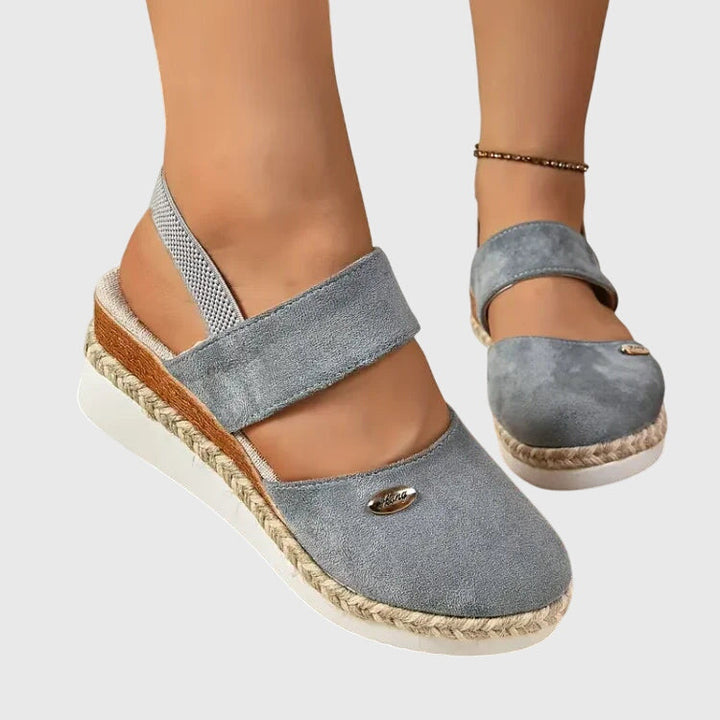 Top view of breathable women's orthopedic sandals, ideal for everyday wear, foot health & pain relief.