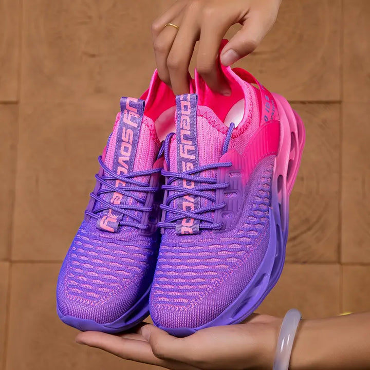 Breathable mesh women's walking sneakers, lightweight design & cushioned sole for optimal comfort.