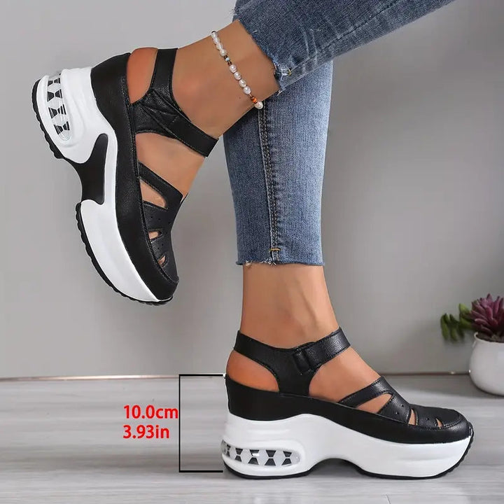 Women's breathable wedge sandals with cushioned comfort, ideal walking shoes for summer.