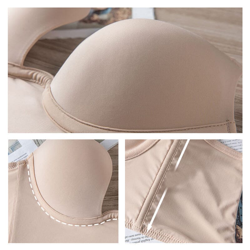 Seamless deep U plunge bra, women's backless push up for smooth look