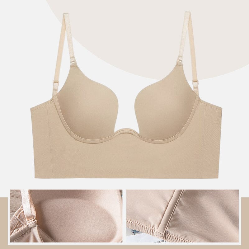 Women's backless bra, deep U plunge push up for dresses and tops