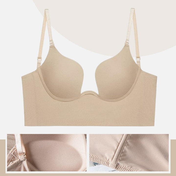 Women's backless bra, deep U plunge push up for dresses and tops