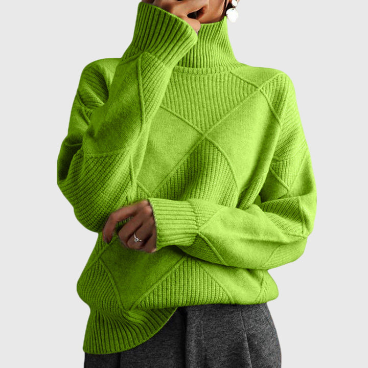 Long sleeve women's warm roll neck knit sweater, perfect for ultimate winter comfort and style.