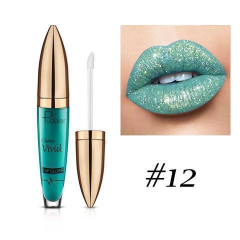 Application of Diamond Sparkle Lip Gloss on lips, long-lasting shimmer, essential beauty and makeup