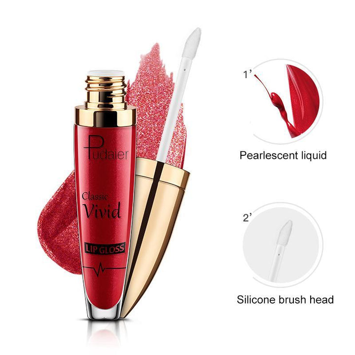 Open tube of Women's Diamond Sparkle Lip Gloss, shiny long-lasting beauty makeup, giftsforher cosmetic