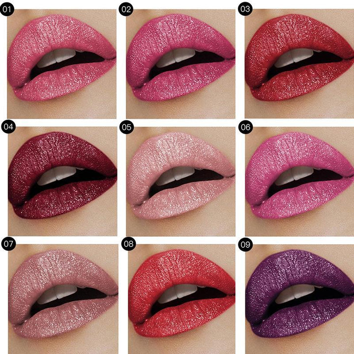 Lipstick set with Diamond Sparkle Lip Gloss, essential long-lasting shimmer makeup & beauty cosmetics