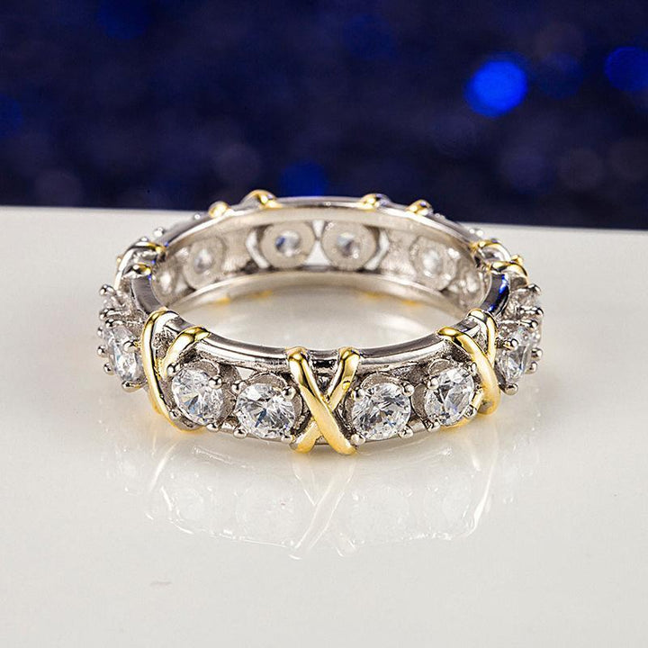Women's dichroic zircon engagement ring, sparkling jewelry gift