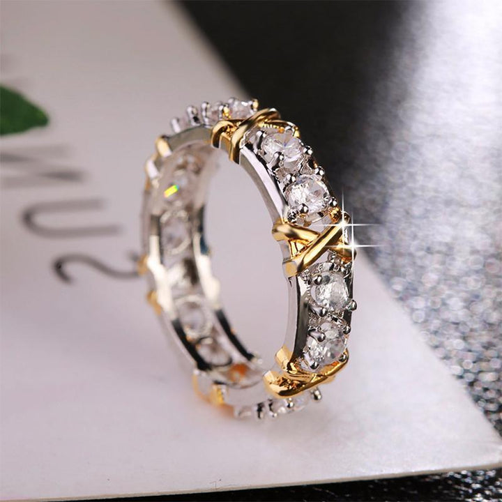 Beautiful women's dichroic zircon ring, capturing light and sparkle