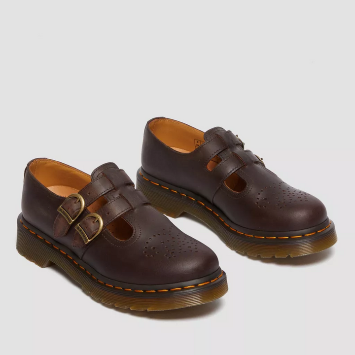 Grunge-inspired women's double buckle Mary Jane flats, offering edgy style and comfortable casual shoes.