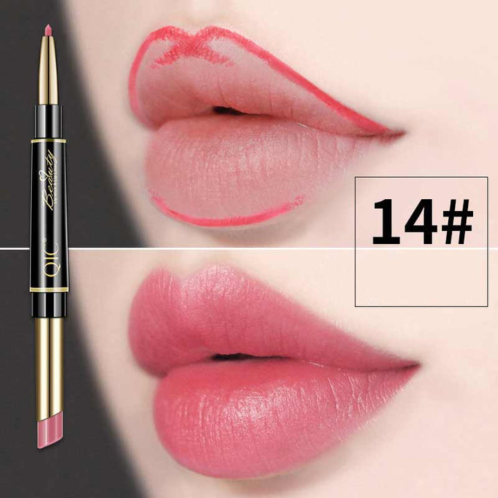 Women's waterproof lip makeup pencil, a double-ended auto-rotating lip liner for lasting wear