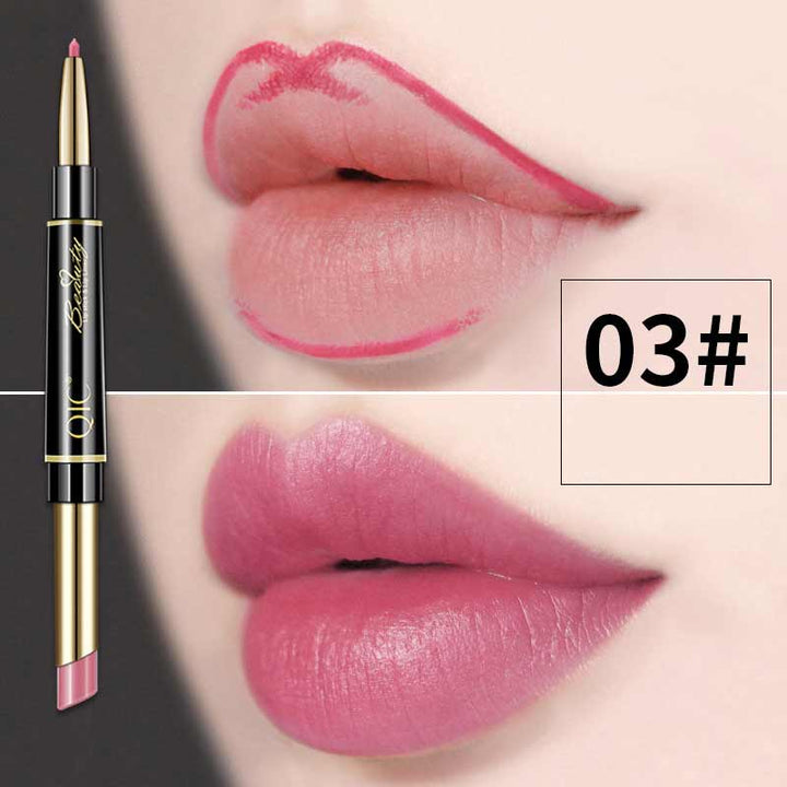 Get defined lips with the women's double-ended auto-rotating lip liner and lipstick pencil