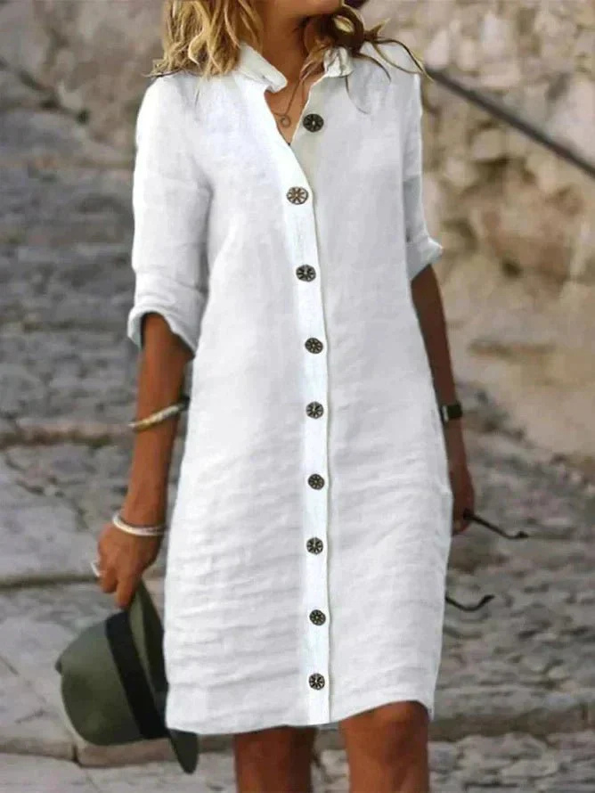 Women's effortless chic button-down shirt dress. Perfect for casual summer style or versatile everyday wear.