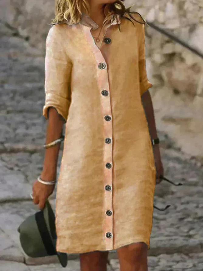 Versatile women's button-down shirt dress. A relaxed fit collared day dress, great for effortless summer fashion.