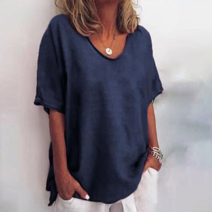 Effortless women's long sleeve blouse, a modern versatile top for casual chic and daily wear. Relaxed fit.