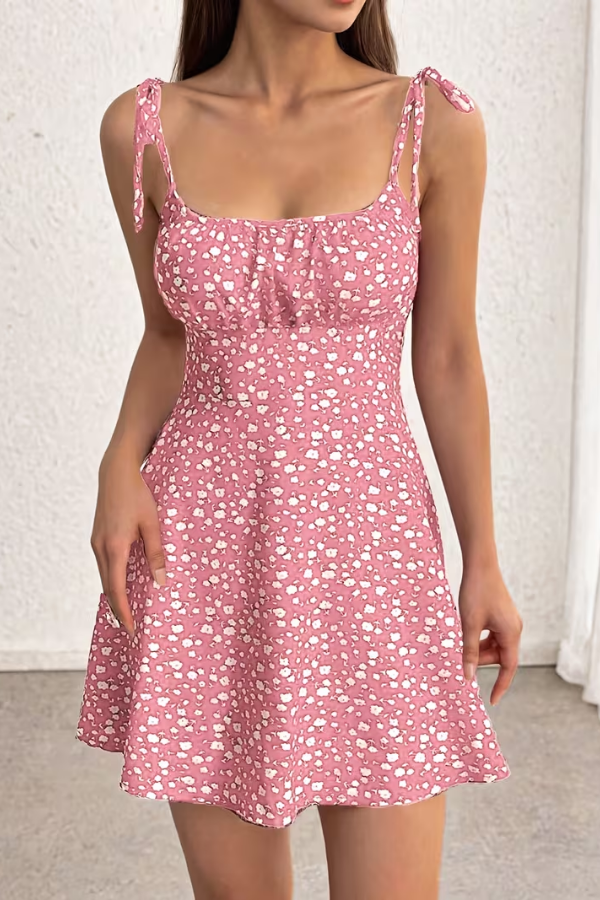 Effortless women's floral mini dress. Strapless slip style, ideal for summer, vacation, parties & casual wear.