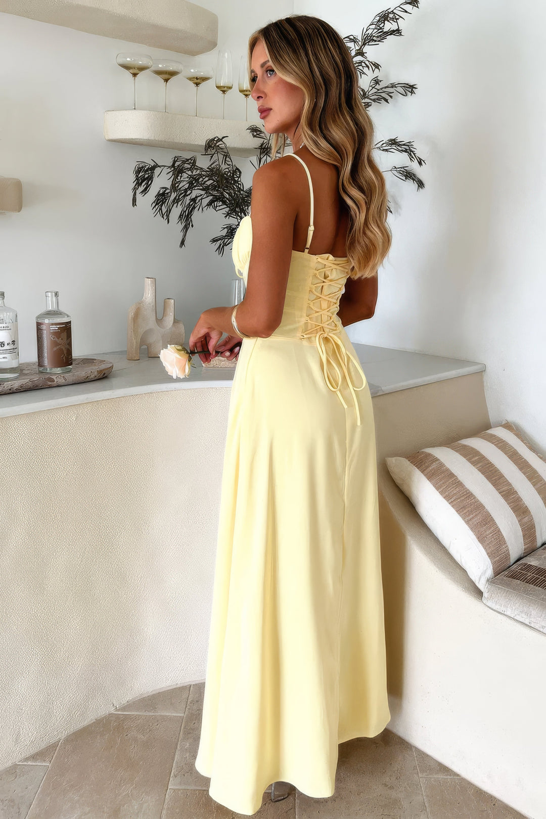 Effortless comfort in a women's sleeveless A-line maxi dress, perfect flowy summer fashion.