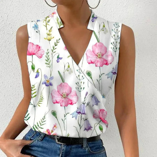 Women's Effortless V-Neck Blouse, lightweight & stylish, perfect for summer casual wear and relaxed fit.
