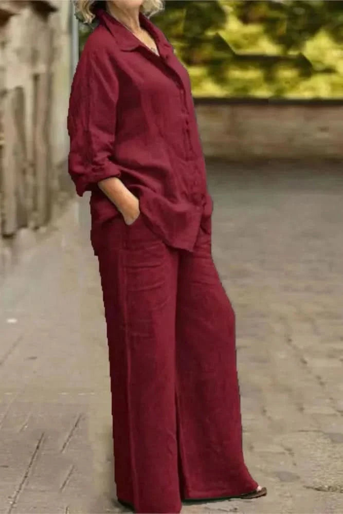 Effortless women's wide leg matching set. Stylish two-piece summer outfit, perfect for resort wear, lounge, or travel.