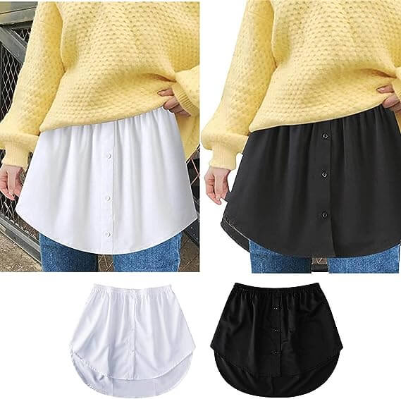 Achieve a trendy layered look with this women's elastic waist shirt extender.