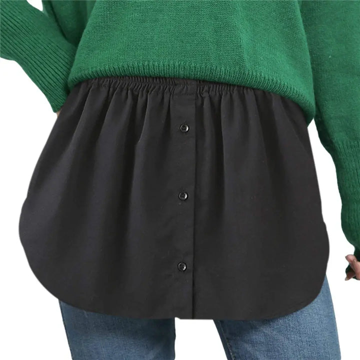Women's elastic waist shirt extender, designed for easy and stylish layering.
