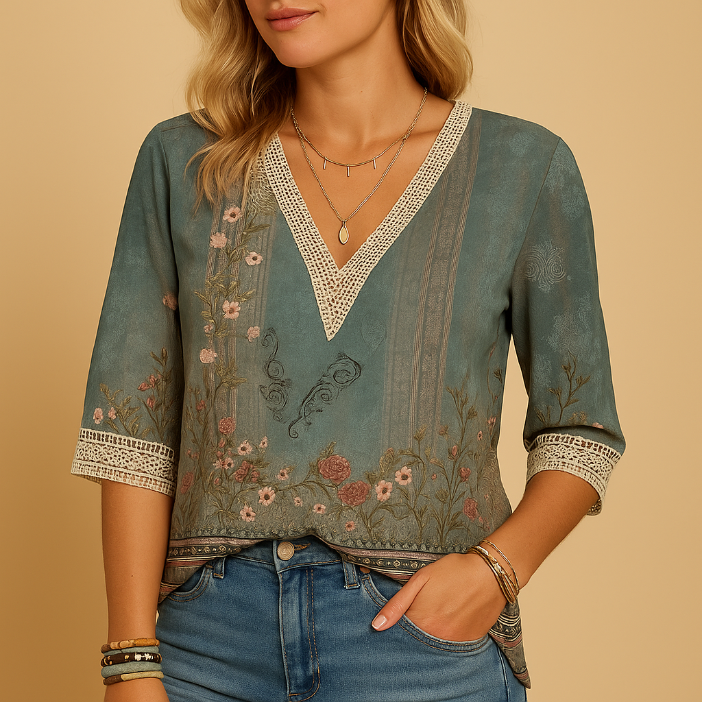 Chic women's blouse, designed for a flattering fit. Versatile elegant top for fashion-forward looks.