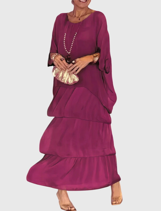 Relaxed fit button-up long dress, a chic option for elegant formal events.