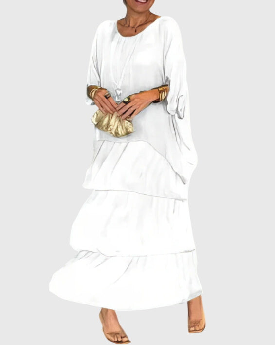 Women's flowing button-up dress, a formal and elegant choice for parties.