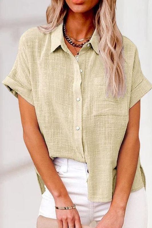Versatile women's long sleeve buttoned shirt for casual chic or elegant everyday wear. A classic top.
