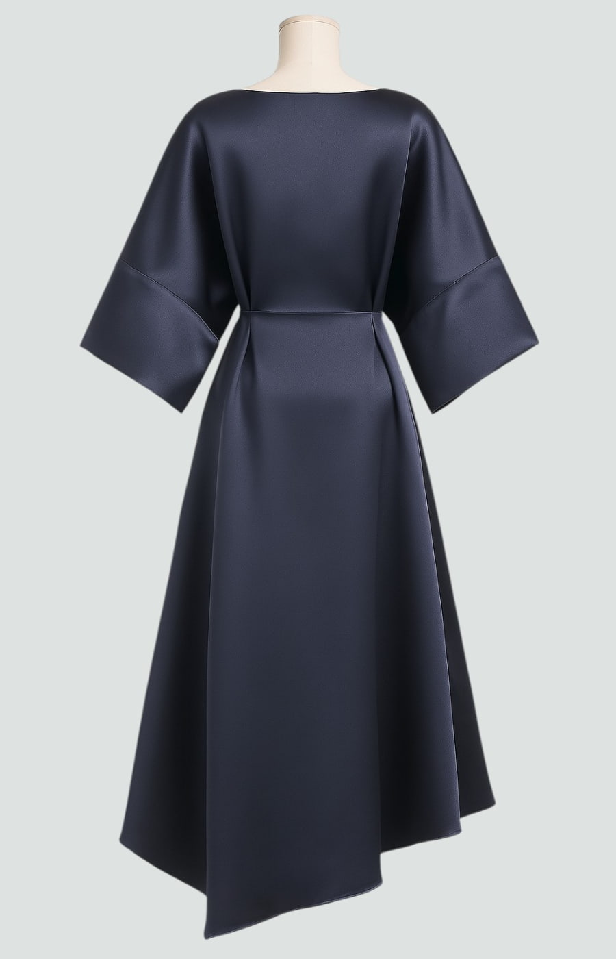 Women's elegant draped midi dress, batwing sleeves, ideal for chic casual or party wear.