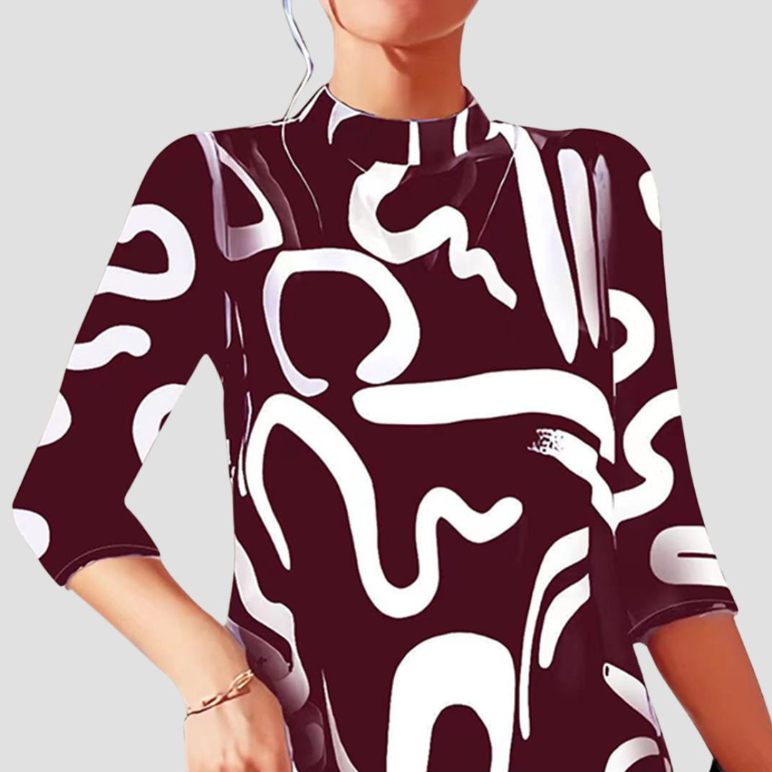 Fashionable women's mini dress, long sleeve & round neck for an elegant, casual, or party look.