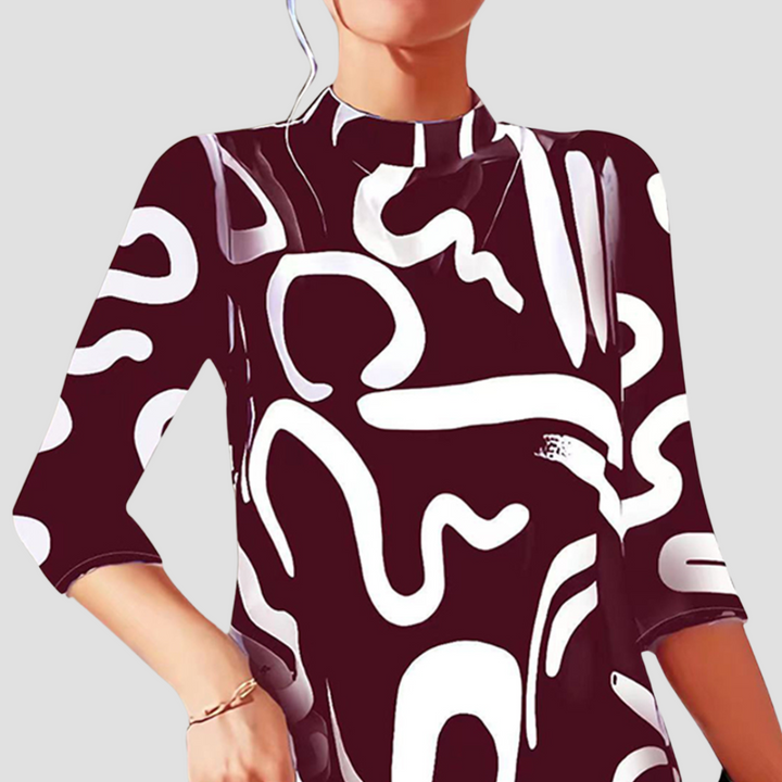 Fashionable women's mini dress, long sleeve & round neck for an elegant, casual, or party look.