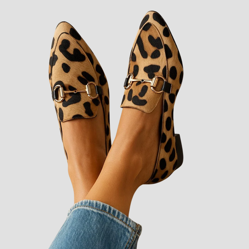 Women's elegant orthopedic loafers; slip-on comfort flats, supportive & stylish everyday footwear for foot health.